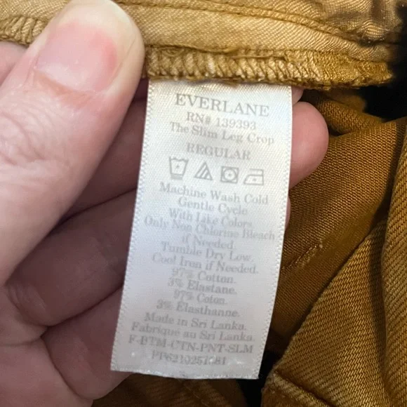 Everlane The Slim Leg Crop Pants Regular Mustard Women’s Size 2 - Picture 11 of 11